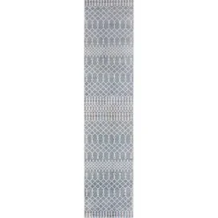 Blue and Ivory Moroccan Trellis Runner