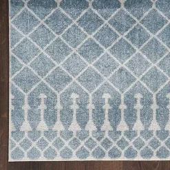 Blue and Ivory Moroccan Trellis Runner