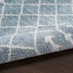 Blue and Ivory Moroccan Trellis Runner