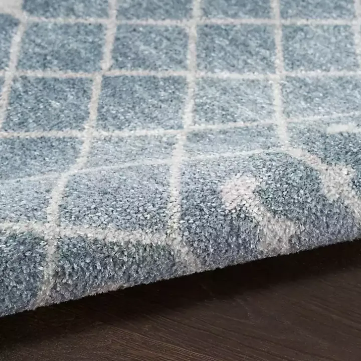 Blue and Ivory Moroccan Trellis Runner