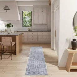 Blue and Ivory Moroccan Trellis Runner