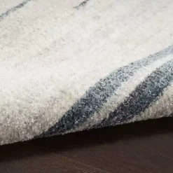 Blue and Ivory Striped Moons Runner, 2x8