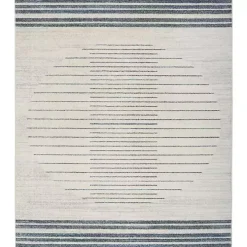 Blue and Ivory Striped Moon Area Rug, 9x12