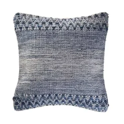 Blue and Ivory Textured Wavy Accent Pillow