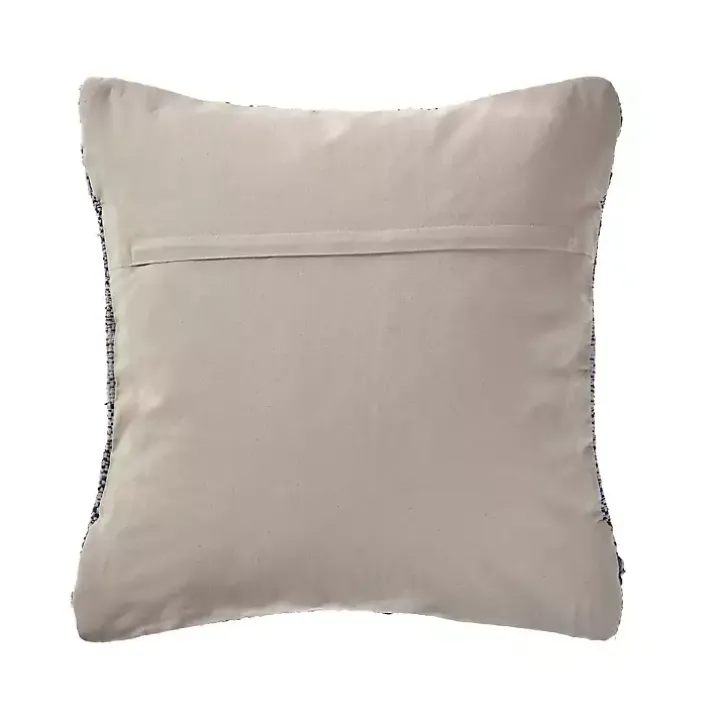 Blue and Ivory Textured Wavy Accent Pillow