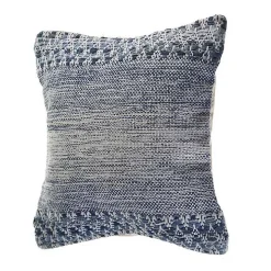 Blue and Ivory Textured Wavy Accent Pillow