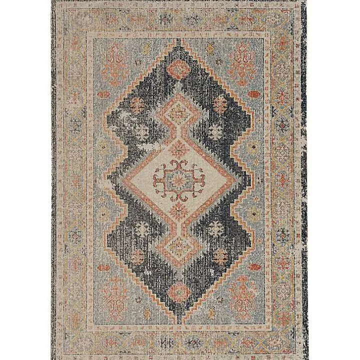 Blue and Ivory Traditional Motif Area Rug, 5x7