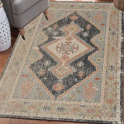 Blue and Ivory Traditional Motif Area Rug, 5x7