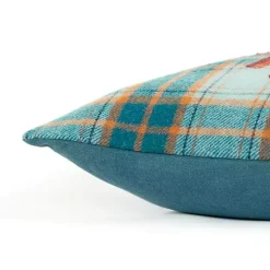 Blue and Orange Plaid Harvest Lumbar Pillow