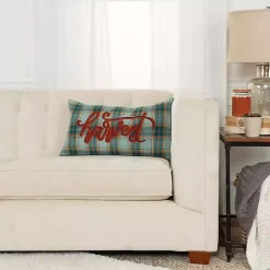 Blue and Orange Plaid Harvest Lumbar Pillow