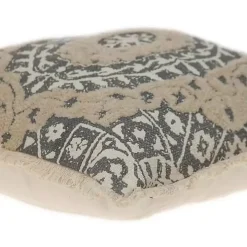 Blue and Tan Medallion Fringe Pillow