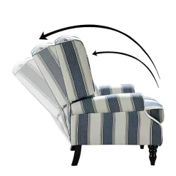 Blue and Tan Stripe Traditional Recliner