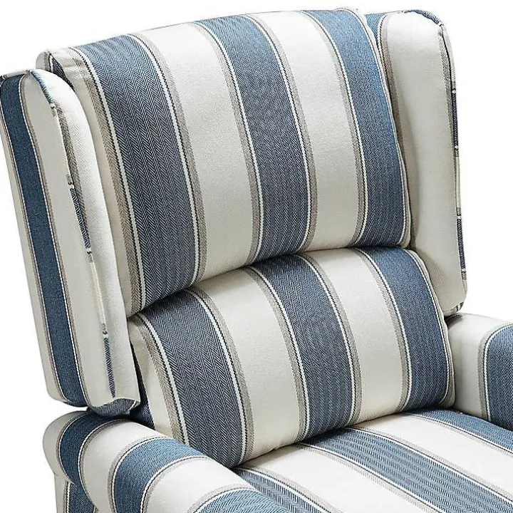 Blue and Tan Stripe Traditional Recliner