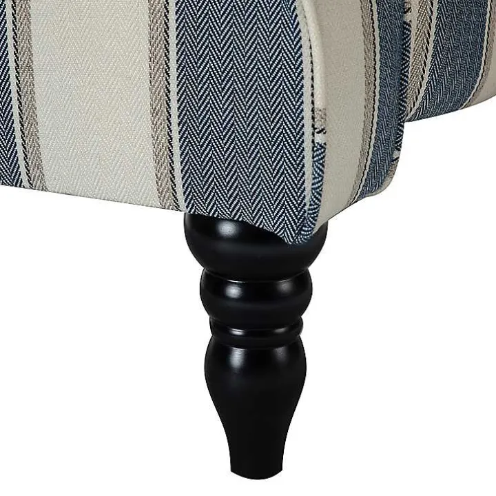 Blue and Tan Stripe Traditional Recliner