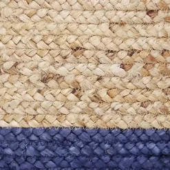 Blue and Tan Woven Jute Basket with Tassel, 17 in.