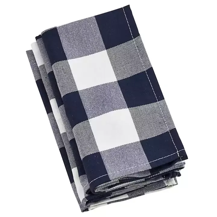 Blue and White Buffalo Check Napkins, Set of 4
