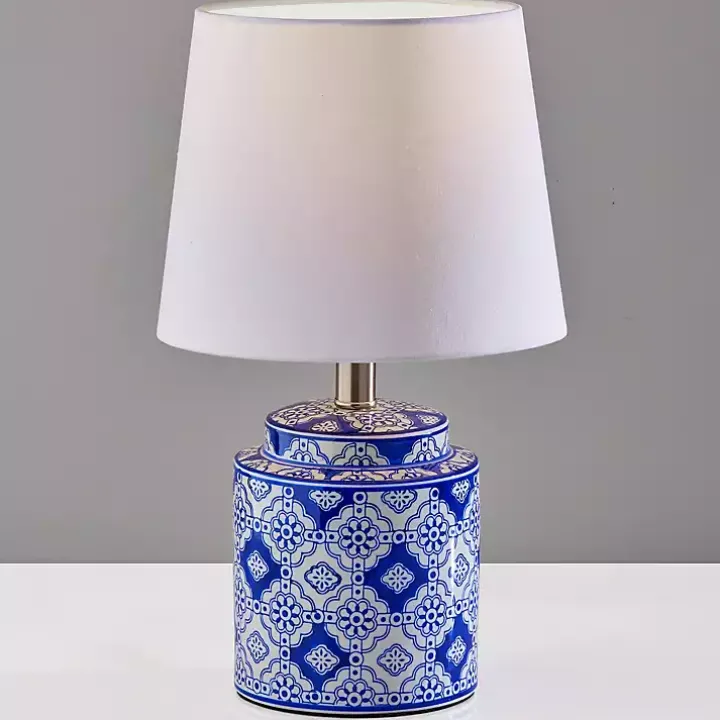 Blue and White Ceramic Table Lamps, Set of 2