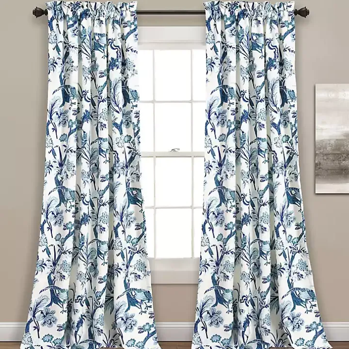Blue and White Dolores Curtain Panel Set, 95 in.