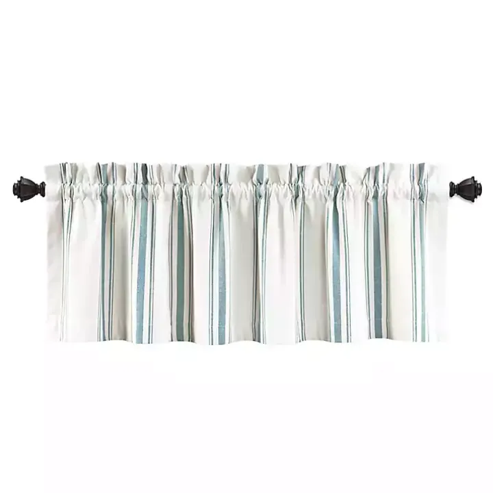 Blue and White Farmhouse Stripe Valance