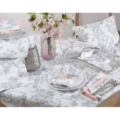 Blue and White Floral Table Runner, 108 in.