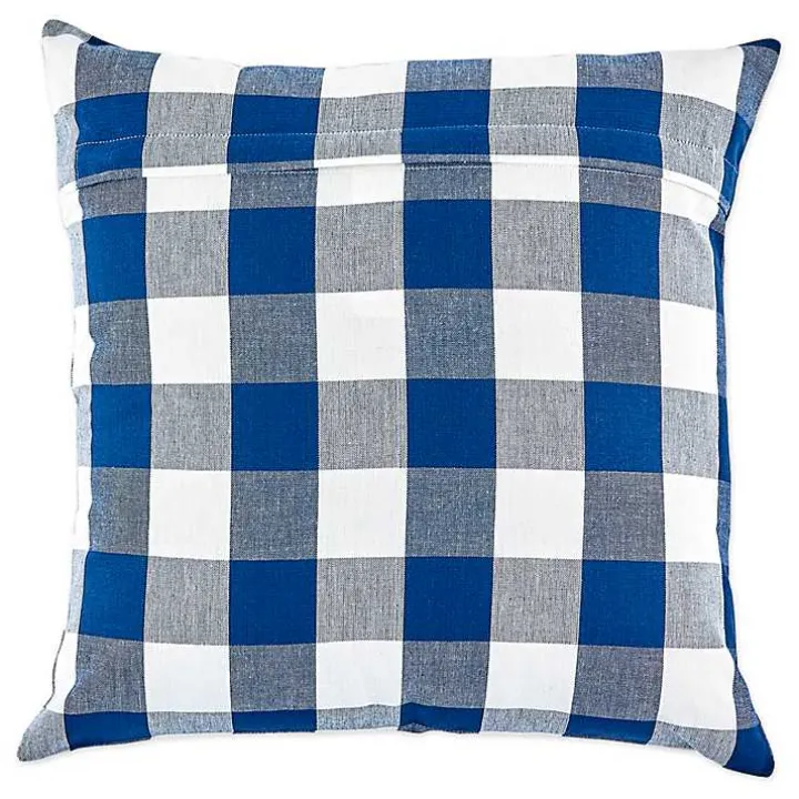 Blue and White Gingham Pillow Covers, Set of 4