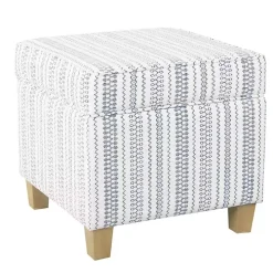 Blue and White Hometown Striped Storage Ottoman