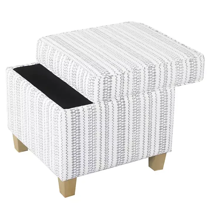 Blue and White Hometown Striped Storage Ottoman