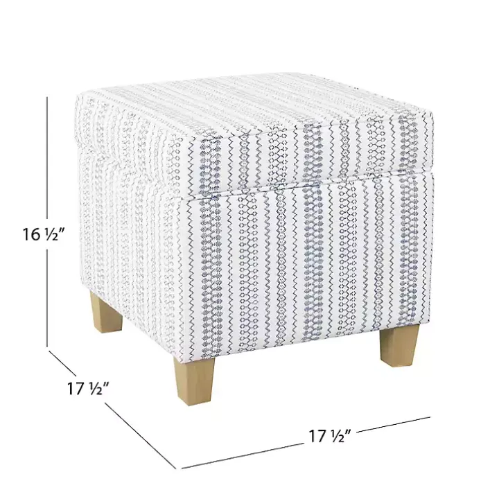Blue and White Hometown Striped Storage Ottoman