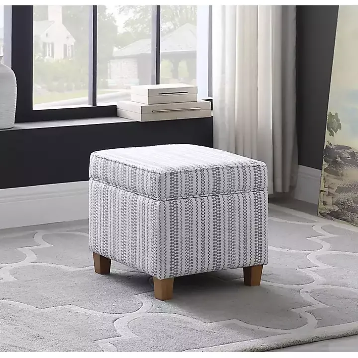 Blue and White Hometown Striped Storage Ottoman