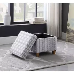 Blue and White Hometown Striped Storage Ottoman