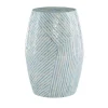 Blue and White Mosaic Capiz Shell Drum End Table
