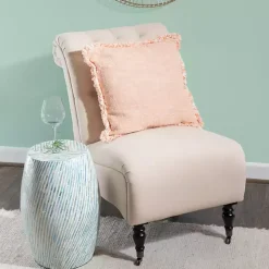 Blue and White Mosaic Capiz Shell Drum End Table