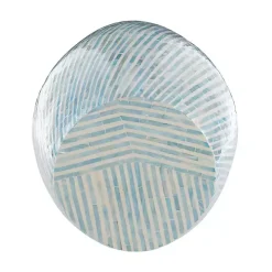 Blue and White Mosaic Capiz Shell Drum End Table