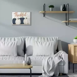 Blue and White Pumpkins Thankful Wall Plaque