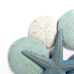 Blue and White Seashells Metal Wall Plaque