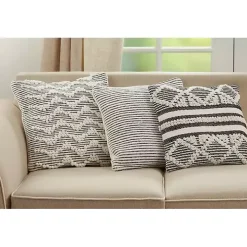 Blue and White Woven Stripes Pillow