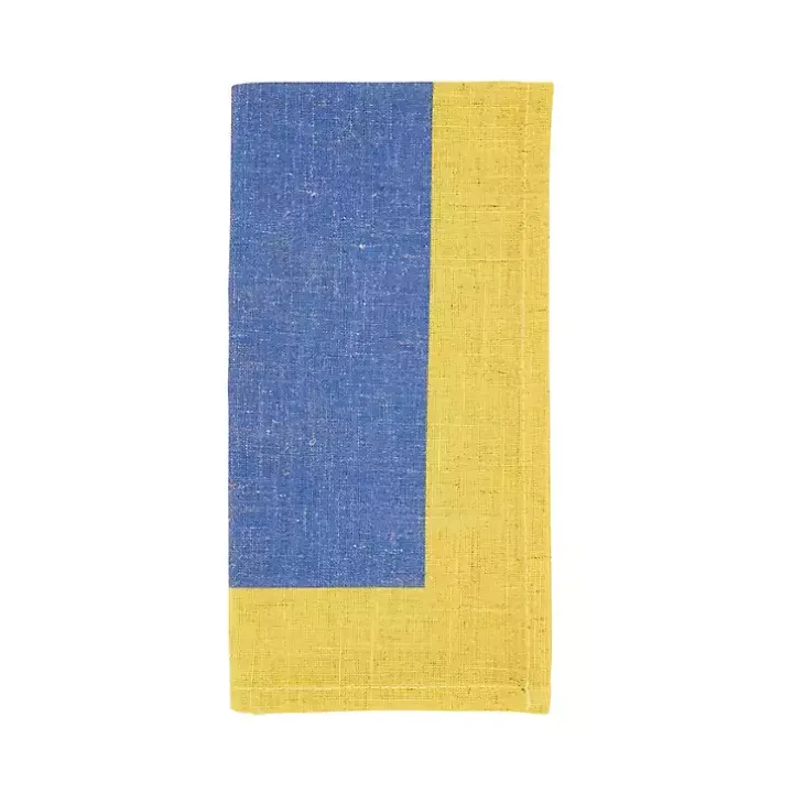 Blue and Yellow Colorblock Napkins, Set of 4
