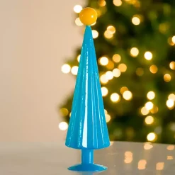 Blue and Yellow Glass Christmas Tree