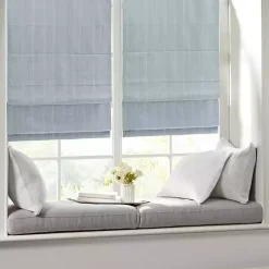 Blue Basketweave Cordless Roman Shade, 31 in.