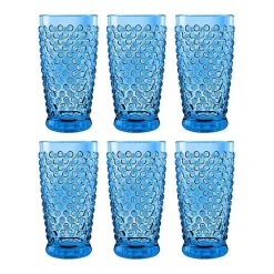 Blue Beaded Acrylic Tumbler Glasses, Set of 6