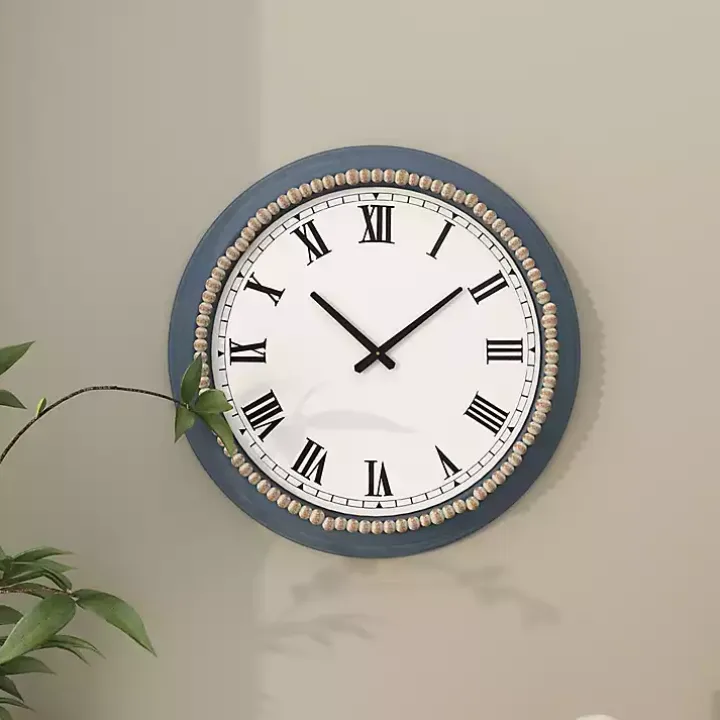 Blue Beaded Roman Numeral Clock