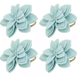Blue Blossom Napkin Rings, Set of 4
