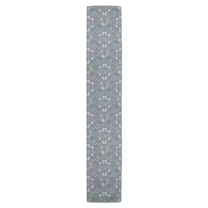 Blue Botanical Butterfly Table Runner, 72 in.