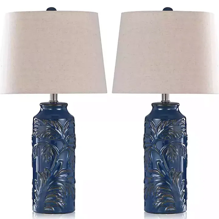 Blue Botanical Mayfield Table Lamps, Set of 2