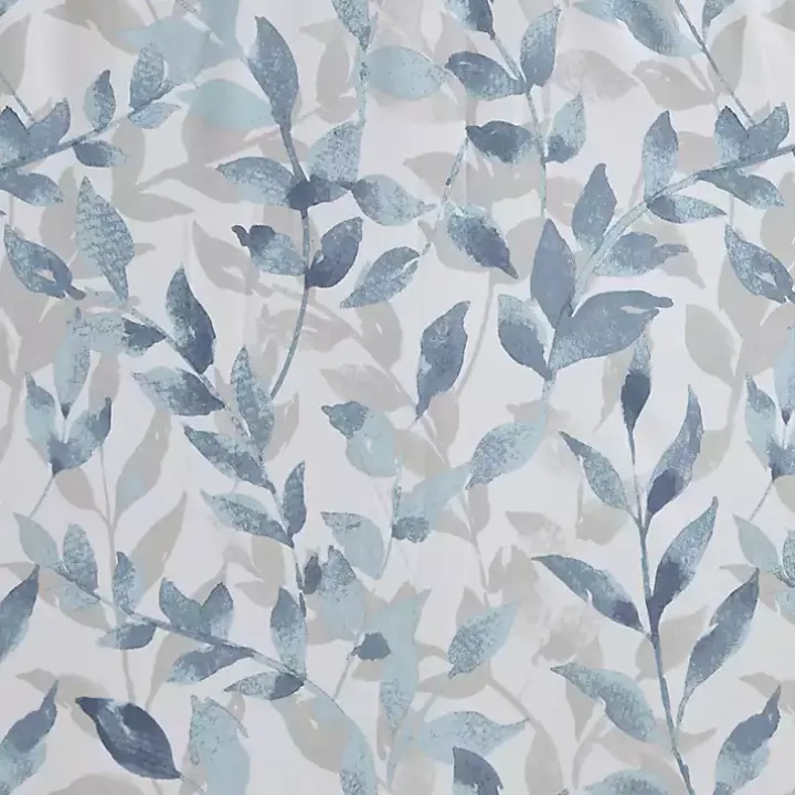 Blue Botanical Microfiber Shower Curtain