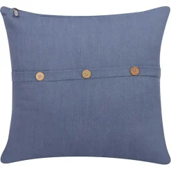 Blue Buttoned Throw Pillow