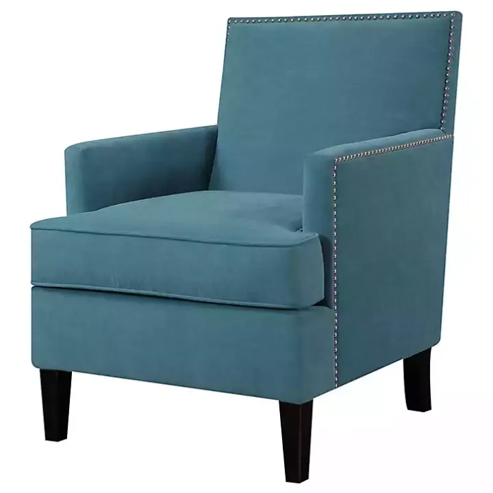 Blue Carlton Accent Chair with Nailhead Trim