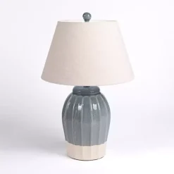 Blue Ceramic Scalloped Table Lamp