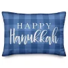 Blue Check Happy Hanukkah Accent Pillow
