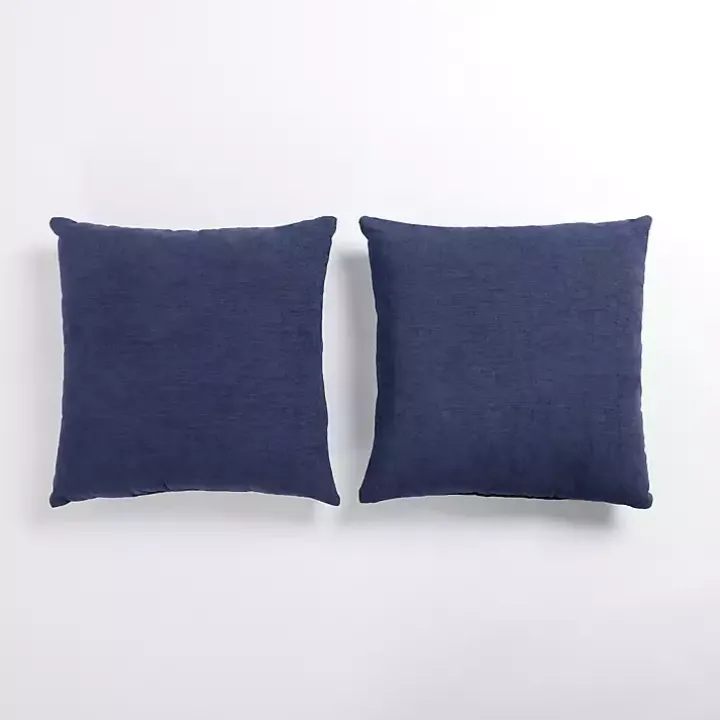 Blue Chenille Pillows, Set of 2